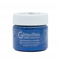 Angelus Glitterlites Acrylic Leather Paint 1 fl oz/30ml Bottle. Starlite Blue